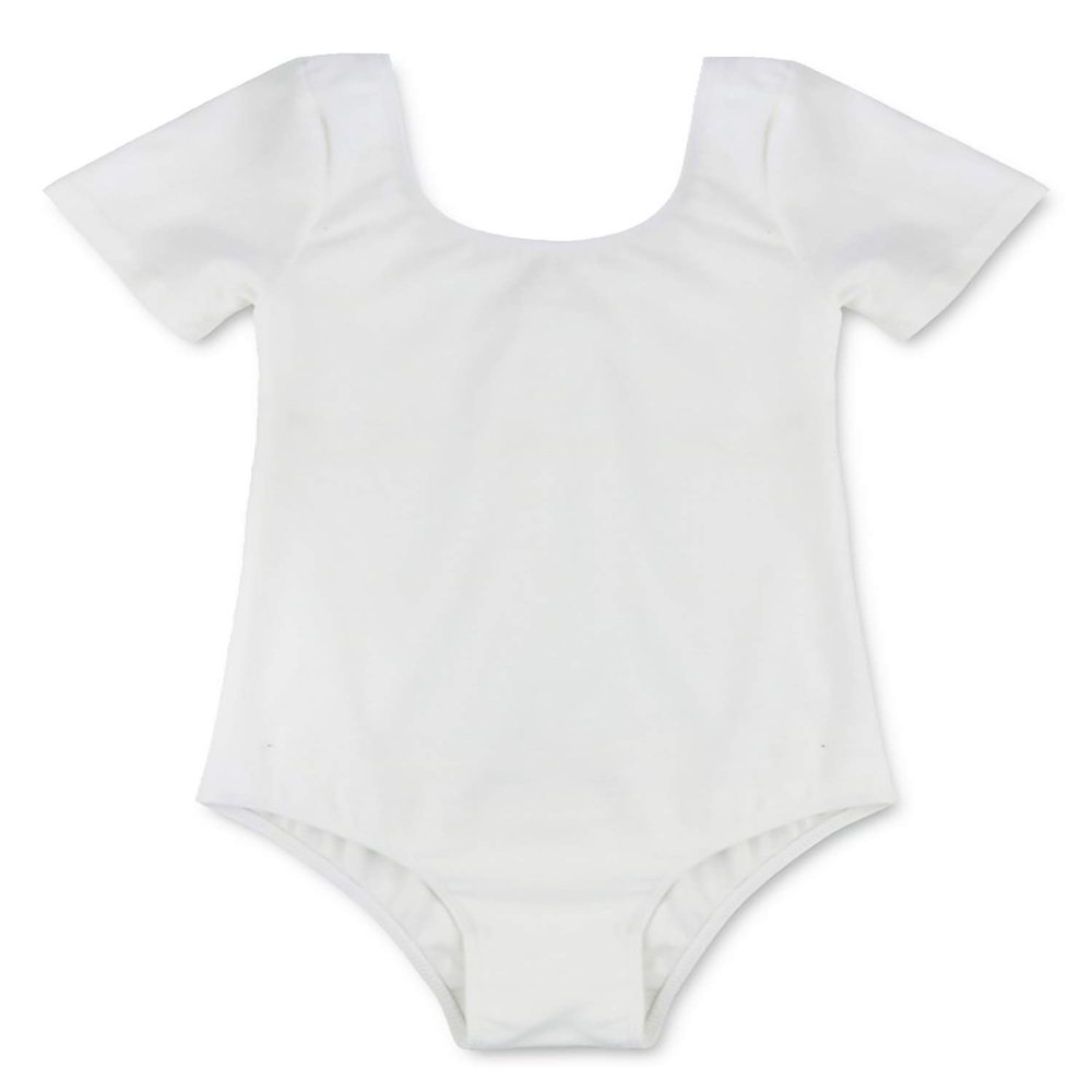 Aislor Kids Girls Short Sleeves Stretchy Cotton Ballet Dance Gymnastics Leotard Dancewear White 3T