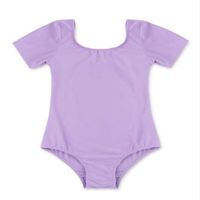 Aislor Kids Girls Short Sleeves Stretchy Cotton Ballet Dance Gymnastics Leotard Dancewear Purple 3T