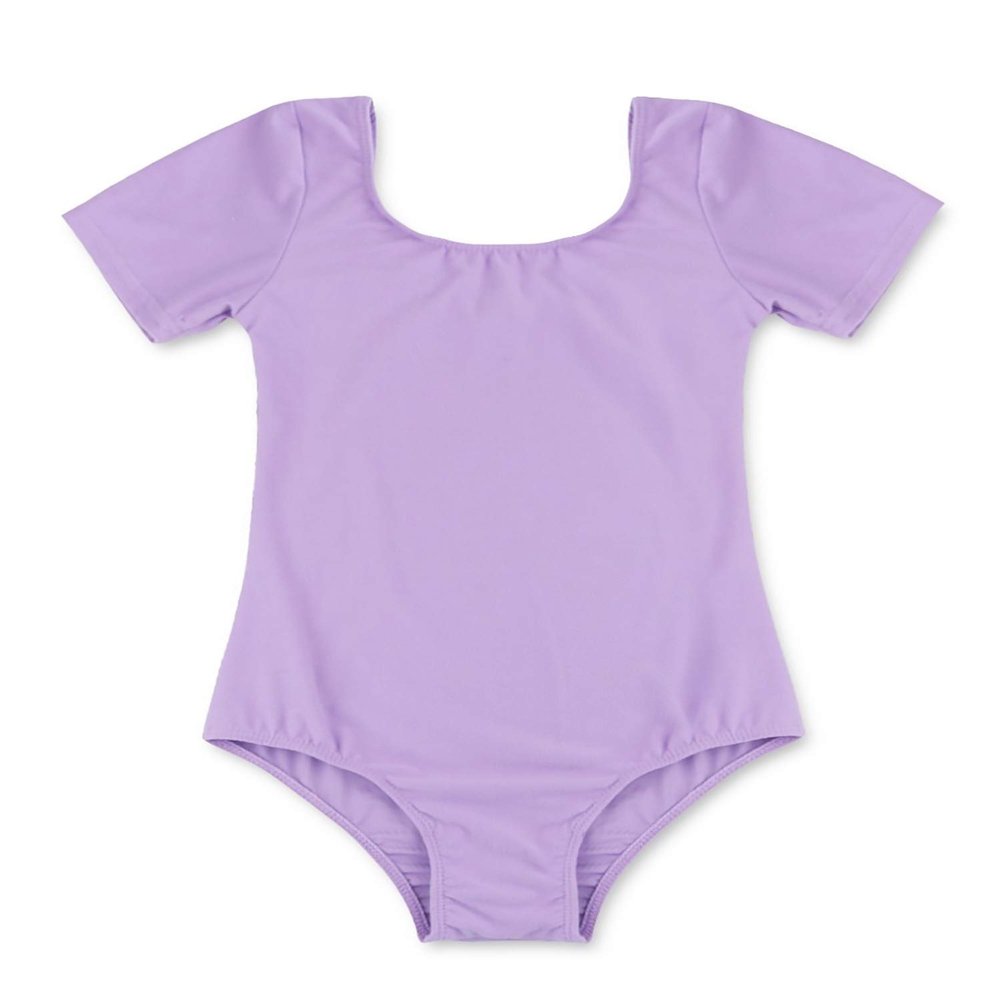 Aislor Kids Girls Short Sleeves Stretchy Cotton Ballet Dance Gymnastics Leotard Dancewear Purple 3T