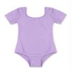 Aislor Kids Girls Short Sleeves Stretchy Cotton Ballet Dance Gymnastics Leotard Dancewear Purple 3T view 1
