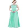 Aislor Women's Chiffon Crochet Floral Lace Wedding Bridesmaid Maxi Dress Evening Party Prom Gown Turquoise 2 view 1