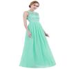 Aislor Women's Chiffon Crochet Floral Lace Wedding Bridesmaid Maxi Dress Evening Party Prom Gown Turquoise 2 view 2