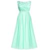 Aislor Women's Chiffon Crochet Floral Lace Wedding Bridesmaid Maxi Dress Evening Party Prom Gown Turquoise 2 view 4