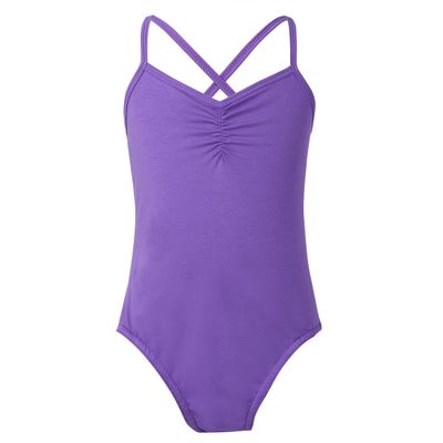 Aislor Kids Girls Cotton Criss Cross Back Gymnastics Leotard Jumpsuit Ballet Dance Dancewear Purple 7-8 Years