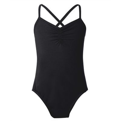 Aislor Kids Girls Cotton Criss Cross Back Gymnastics Leotard Jumpsuit Ballet Dance Dancewear Black 5-6X