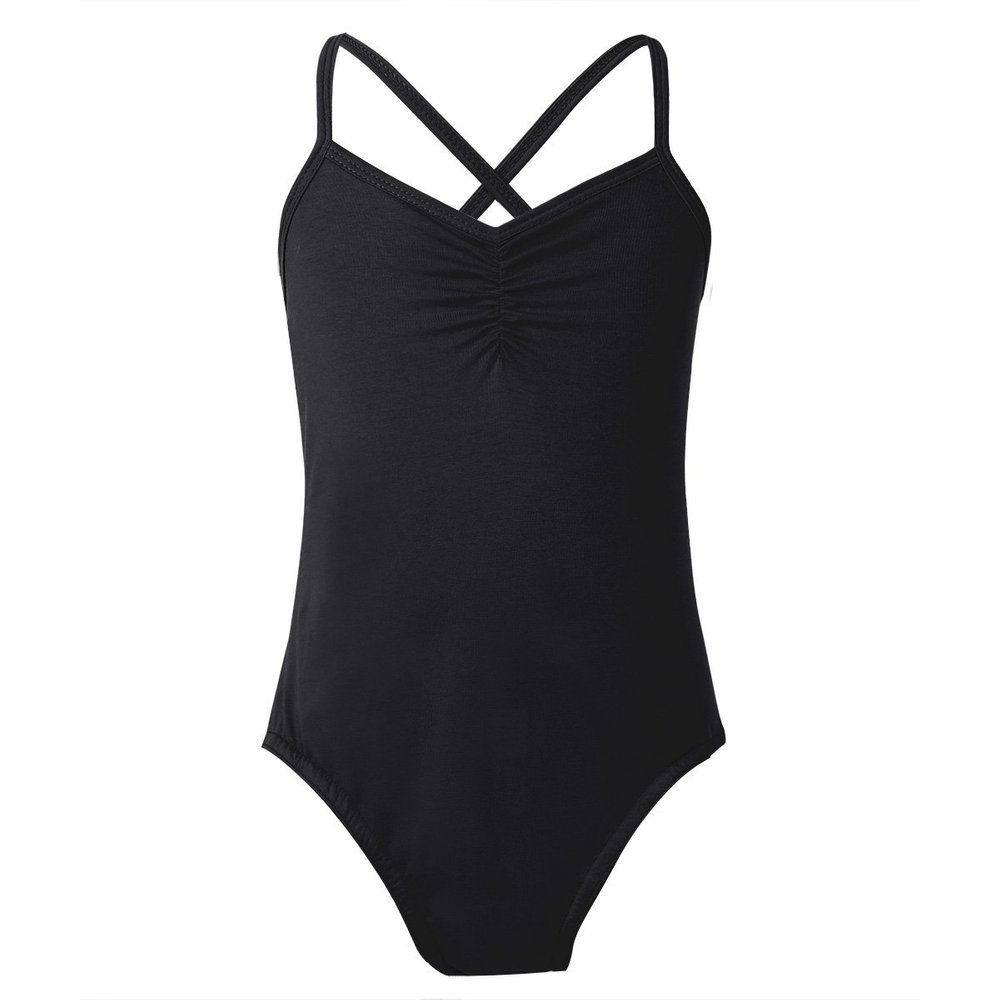 Aislor Kids Girls Cotton Criss Cross Back Gymnastics Leotard Jumpsuit Ballet Dance Dancewear Black 8-10 Years