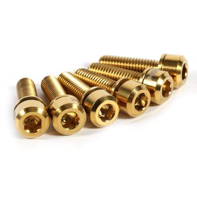 6Pcs M5 x 18mm Bolts Screw Stem Bolt Fixed Stem Bolts with Washers for Mountain Road (Golden)