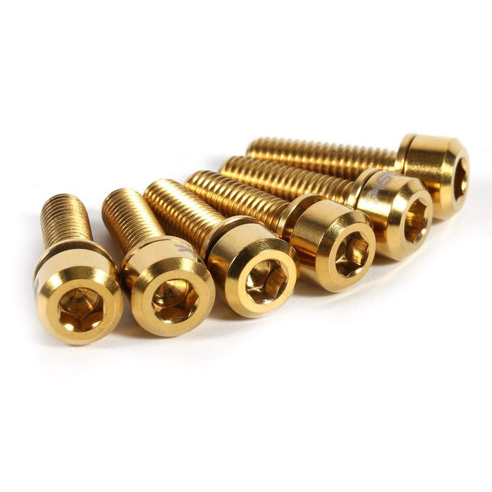 6Pcs M5 x 18mm Bolts Screw Stem Bolt Fixed Stem Bolts with Washers for Mountain Road (Golden)