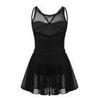 FEESHOW Girls Gymnastics Camisole Leotard with Chiffon Wrap Skirt Ballet Tutu Dress Dance wear Outfit 3-4 Sleeveless Black view 2