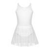 FEESHOW Girls Gymnastics Camisole Leotard with Chiffon Wrap Skirt Ballet Tutu Dress Dance wear Outfit 4-6 Sleeveless White view 1