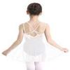 FEESHOW Girls Gymnastics Camisole Leotard with Chiffon Wrap Skirt Ballet Tutu Dress Dance wear Outfit 4-6 Sleeveless White view 4
