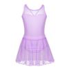FEESHOW Girls Gymnastics Camisole Leotard with Chiffon Wrap Skirt Ballet Tutu Dress Dance wear Outfit 3-4 Sleeveless Lavender view 1