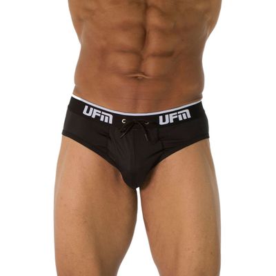 UFM Mens Polyester Brief w/Patented Adj. Support Pouch Underwear for Men Black 31-34