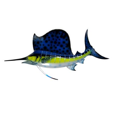 48" Florida Striped Blue Sailfish Trophy Taxidermy Hand Painted Wall Mount Plaque