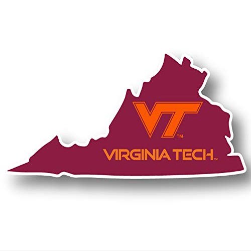 Virginia Polytechnic Institute VT Hokies 4 Inch State Shape Vinyl Decal Sticker Officially Licensed Collegiate Product