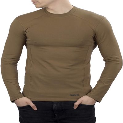 281Z Mens Military Stretch Cotton Long Sleeve T-Shirt - Tactical Hiking Outdoor Undershirt - Punisher Combat Line (Coyote Brown, 3X-Large)
