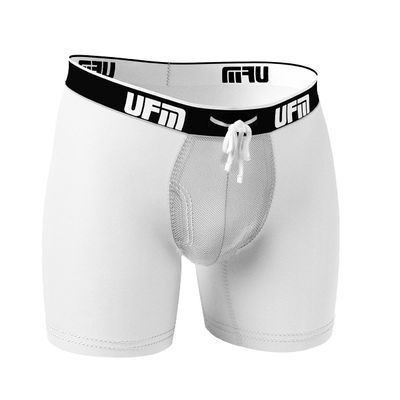 UFM Mens Polyester Boxer Brief w/Patented Adj. Support Pouch Regular White 47-50