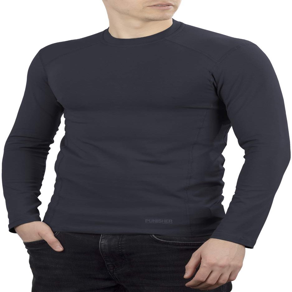 281Z Mens Military Stretch Cotton Long Sleeve T-Shirt - Tactical Hiking Outdoor Undershirt - Punisher Combat Line (Graphite, X-Small)
