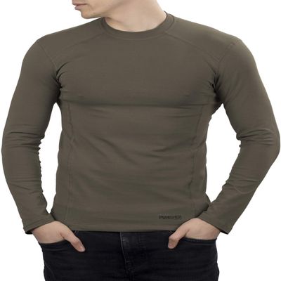 281Z Mens Military Stretch Cotton Long Sleeve T-Shirt - Tactical Hiking Outdoor Undershirt - Punisher Combat Line (Olive Drab, Medium)