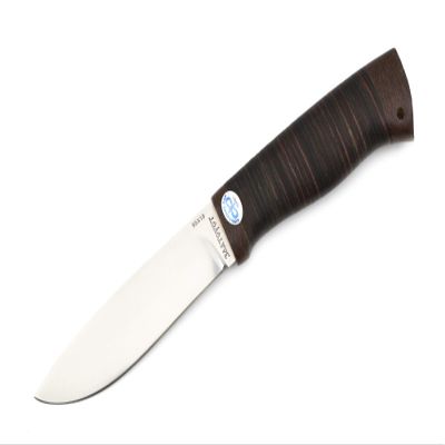 Flat Grind Made in Russia Bushcraft Stainless Blade Leather Handle