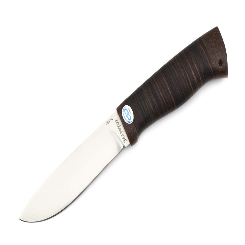 Flat Grind Made in Russia Bushcraft Stainless Blade Leather Handle