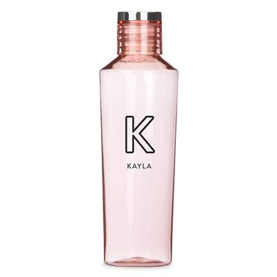 WEDDINGSTAR Personalized Tritan Plastic Water Bottle 27oz  Reusable Customizable Eco-Friendly Plastic Water Bottle  100% BPA-Free Environmentally Friendly Canteen - Line Initial Light Pink