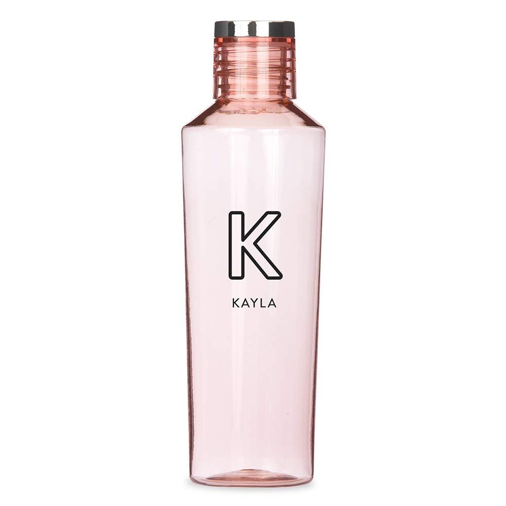 WEDDINGSTAR Personalized Tritan Plastic Water Bottle 27oz Reusable Customizable Eco-Friendly Plastic Water Bottle 100% BPA-Free Environmentally Friendly Canteen - Line Initial Light Pink