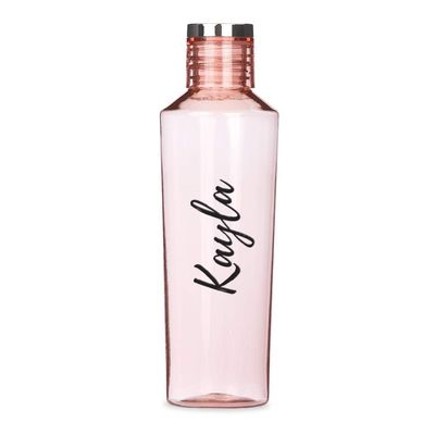 WEDDINGSTAR Personalized Tritan Plastic Water Bottle 27oz Reusable Customizable Eco-Friendly Plastic Water Bottle 100% BPA-Free Environmentally Friendly Canteen - Calligraphy Print Light Pink