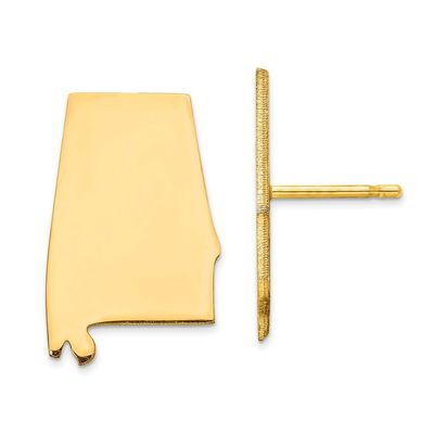 Gold-Plated Sterling Silver Alabama AL Large State Earrings