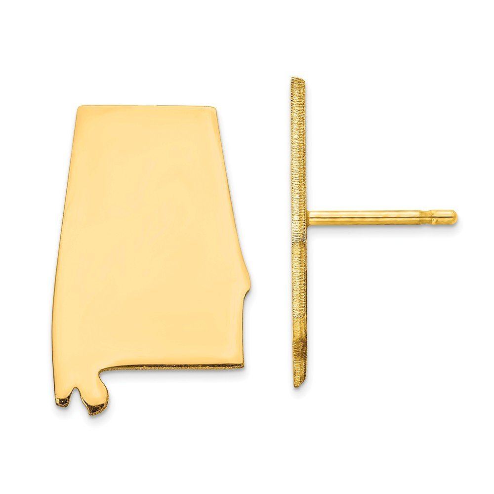 Gold-Plated Sterling Silver Alabama AL Large State Earrings