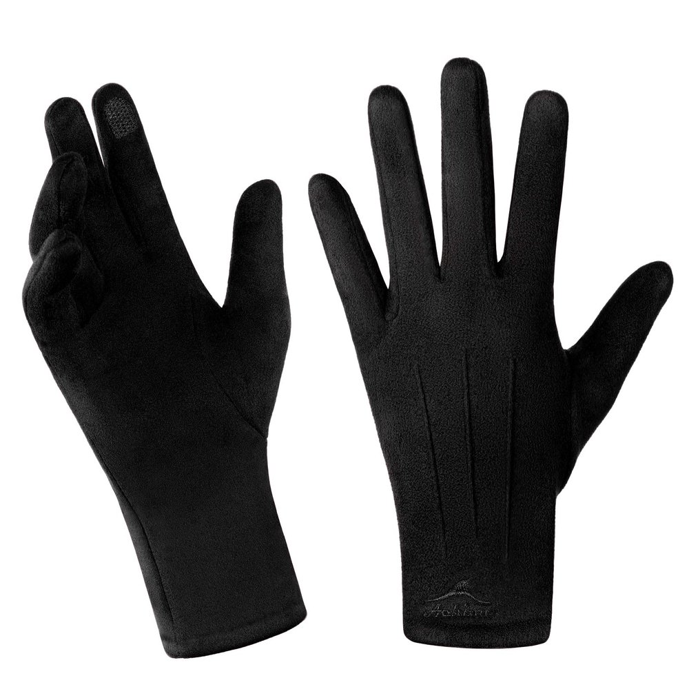 Achiou Women Winter Touchscreen Gloves Soft Comfortable Thermal Elastic Stretch Texting Glove for Traveling, Cycling, Running, Shopping (Black) 