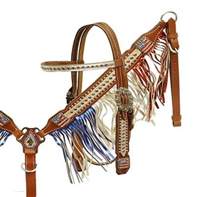 Showman Patriotic Metallic Fringe Headstall and Breast Collar Set