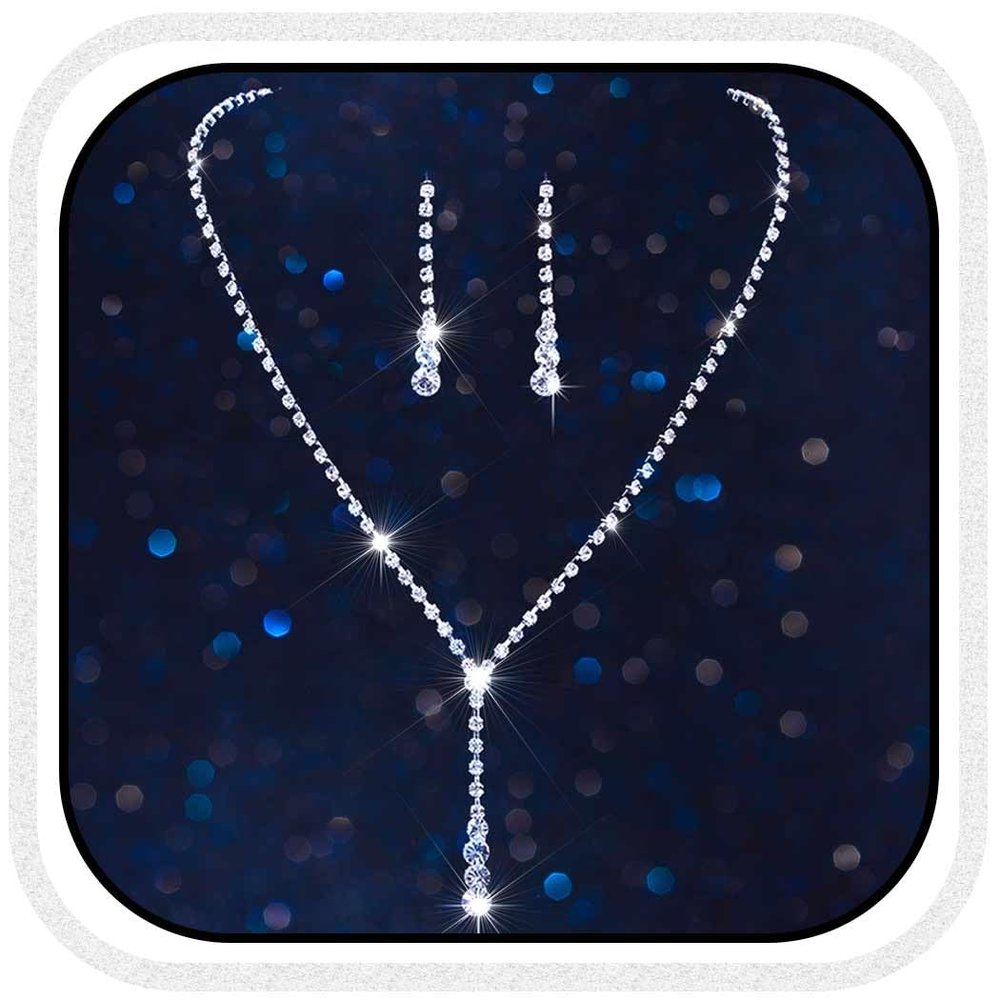Aukmla Rhinestones Bridal Jewelry Set for Wedding Silver Crystal Bridal Necklaces and Earring Sets Jewelry Accessories for Women (Set of 3)