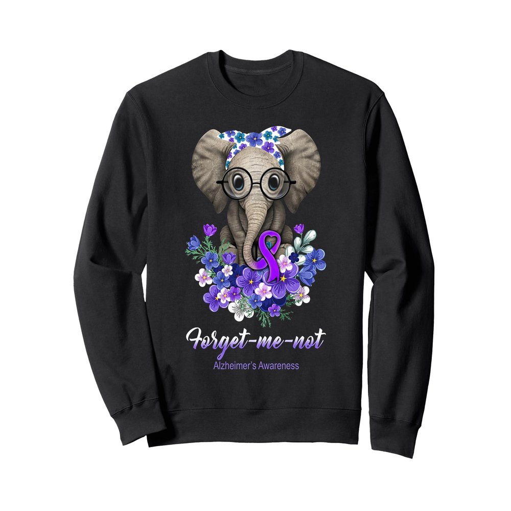 Forget me not Alzheimer's Awareness Elephant Flower Sweatshirt