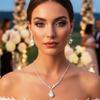 Aukmla Bride Wedding Necklace Earrings Set Silver Rhinestones Necklaces Bridal Crystal Jewelry Accessories for Women (Set of 3) view 2