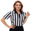 ChinFun Women's Ref Shirt Zipper Collared Black and White Stripe Umpire Jersey Shirt for Basketball Football Soccer Rugby Sports Halloween Size M view 1