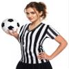 ChinFun Referee Costume Shirt Women's Ref V-Neck Black and White Stripe Official Umpire Jersey for Basketball L view 1