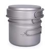 usharedo Camping Pot Bowl Frying Pan Mess Kit Titanium Pot Pan Set with Folding Handle Outdoor Cookware Ti1587B view 1