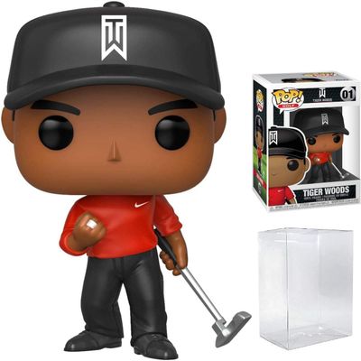 Funko POP PGA Golf - Tiger Woods (Red Shirt) Vinyl Figure (Bundled with Compatible Pop Box Protector Case), 3.75 inches