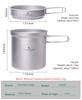 usharedo Camping Pot Bowl Frying Pan Mess Kit Titanium Pot Pan Set with Folding Handle Outdoor CookwareTi1586B view 2