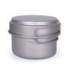 usharedo Camping Pot Bowl Frying Pan Mess Kit Titanium Pot Pan Set with Folding Handle Outdoor Cookware Ti1585B view 1