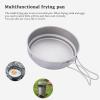 usharedo Camping Pot Bowl Frying Pan Mess Kit Titanium Pot Pan Set with Folding Handle Outdoor Cookware Ti1585B view 3