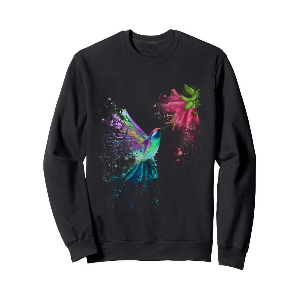 Hummingbird and Flower Bird Watcher Hummingbird Lover Sweatshirt