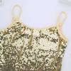 YiZYiF Youth Kids Girls Dance Fashion Spaghetti Straps Tank Tee Metallic Shiny Party Camisole Vest Tops Sequins Gold 8 view 4