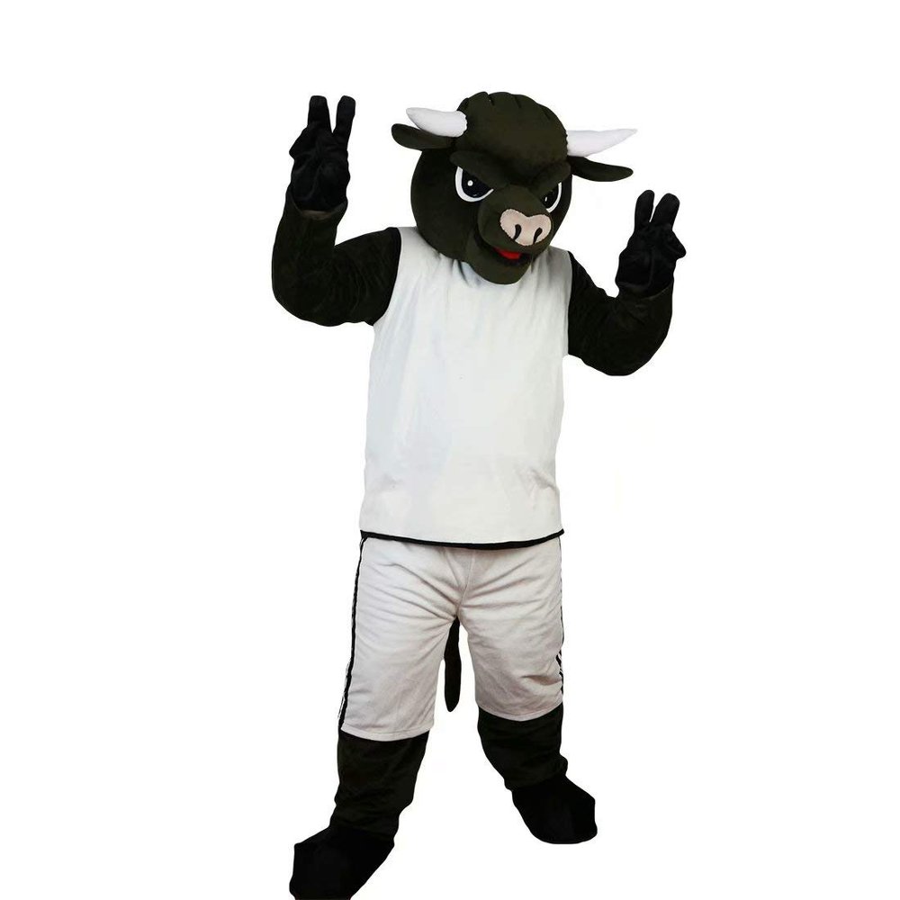 Dark Green Sport Cow Ox Bull Cartoon Costume Mascot Adult Character Design Cosplay