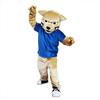 Blue Vest Wild Cat Leopard Cartoon Costume Mascot Plush with Mask for Adult Cosplay Party Halloween Dress Up view 1