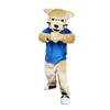 Blue Vest Wild Cat Leopard Cartoon Costume Mascot Plush with Mask for Adult Cosplay Party Halloween Dress Up view 2