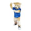 Blue Vest Wild Cat Leopard Cartoon Costume Mascot Plush with Mask for Adult Cosplay Party Halloween Dress Up view 3