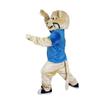 Blue Vest Wild Cat Leopard Cartoon Costume Mascot Plush with Mask for Adult Cosplay Party Halloween Dress Up view 4
