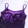 YiZYiF Youth Kids Girls Dance Fashion Spaghetti Straps Tank Tee Metallic Shiny Party Camisole Vest Tops Sequins Purple 8 view 4